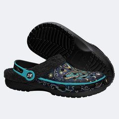 Starry Dream Jewel Moth Print Fleece-Lined Clogs
