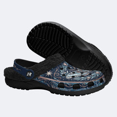 Ice Crystal Wreath Moth Print Fleece-Lined Clogs