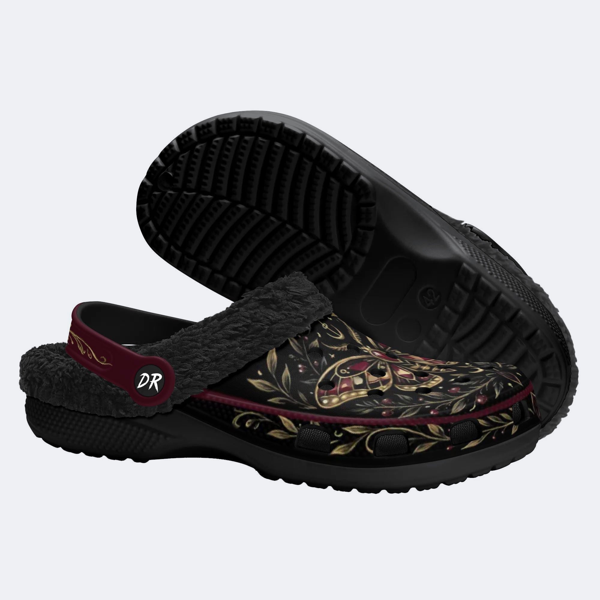 Jewel Moth Vintage Wreath Print Clogs