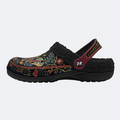 Jewel Moth Vintage Wreath Print Clogs