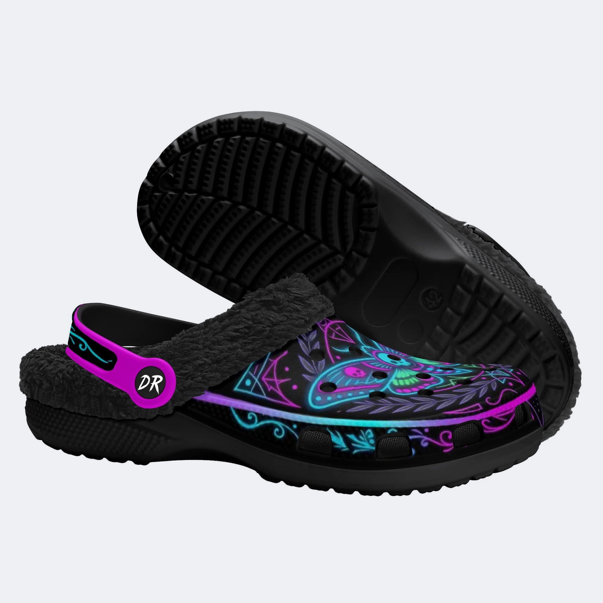 Psychedelic Death Moth Print Clogs