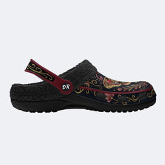 Jewel Moth Vintage Wreath Print Fleece-Lined Clogs