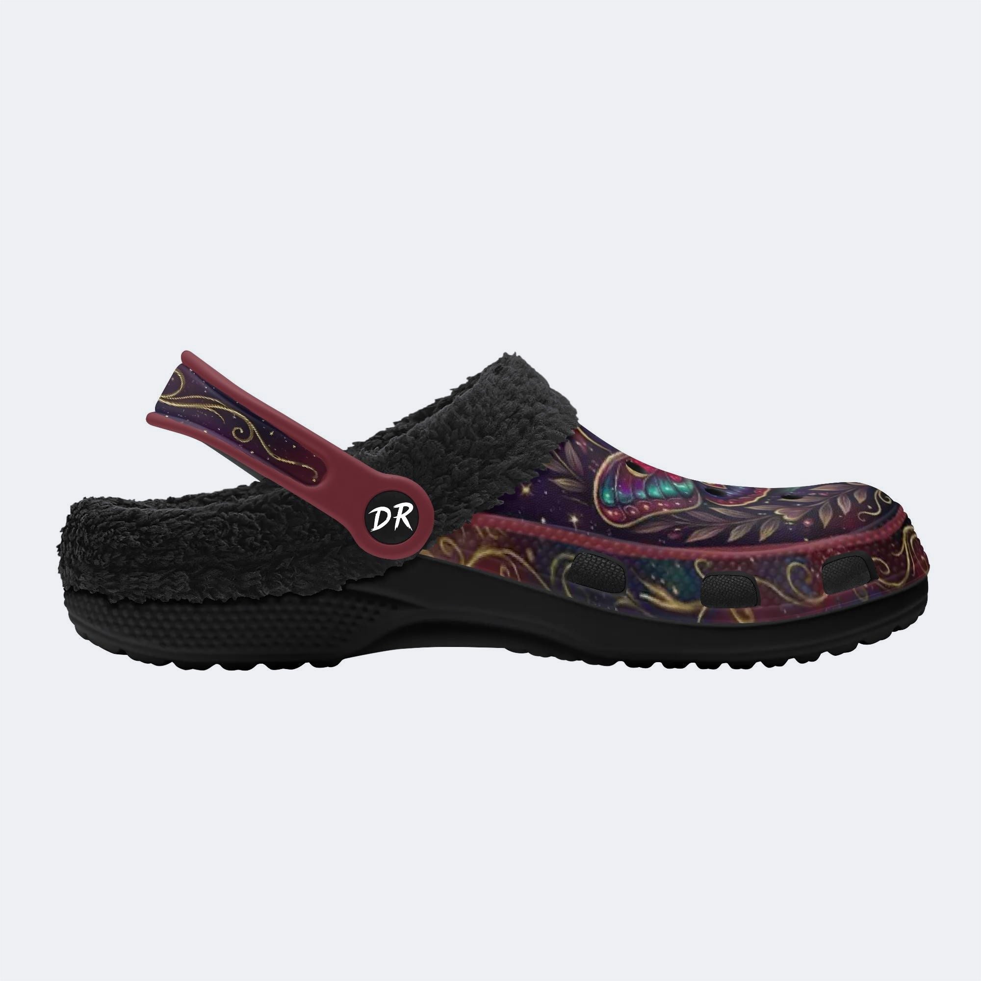 Dark Romantic Psychedelic Moth Print Clogs