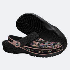Dreamy Psychedelic Romantic Moth Print Fleece-Lined Clogs