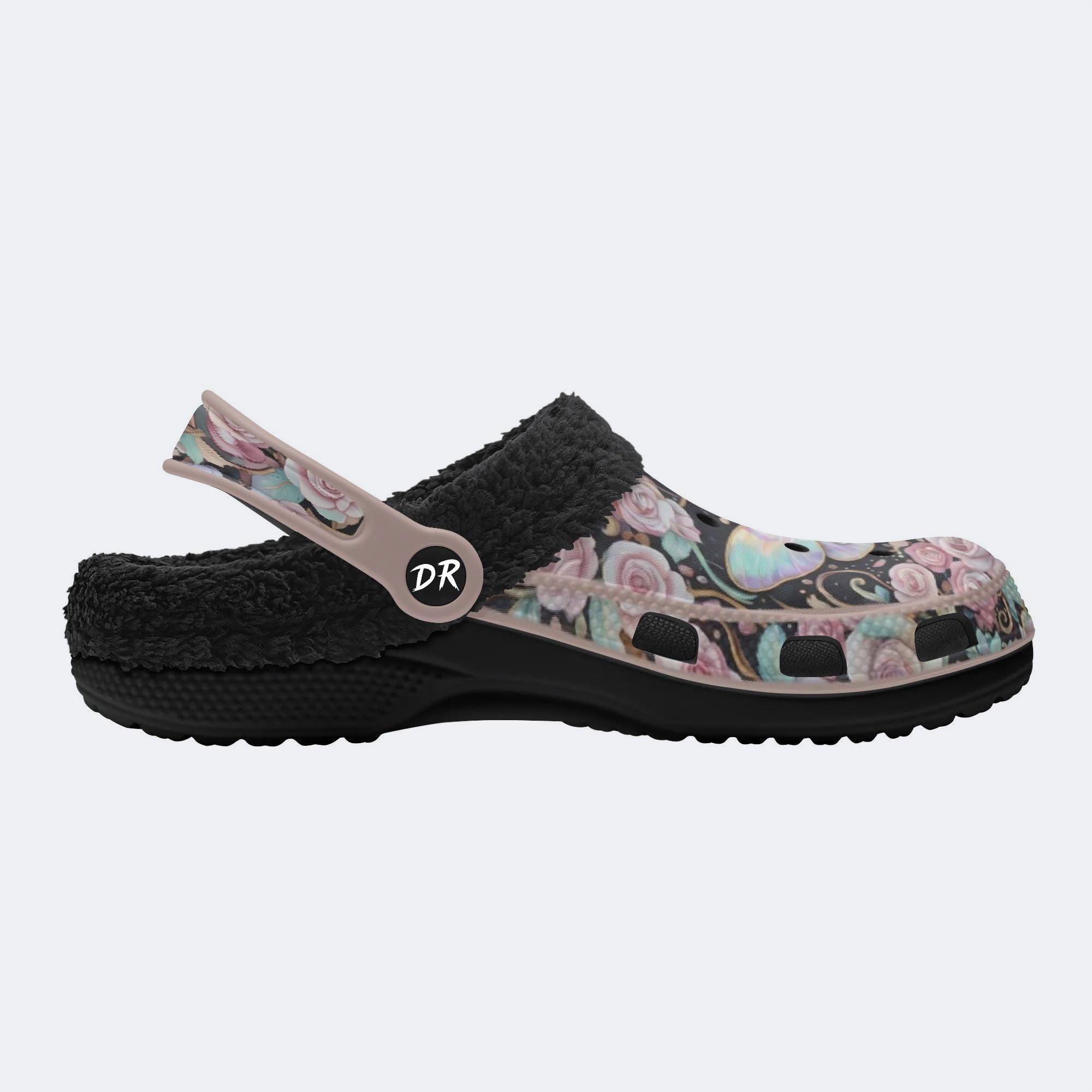 Iridescent Romantic Moth Print Clogs
