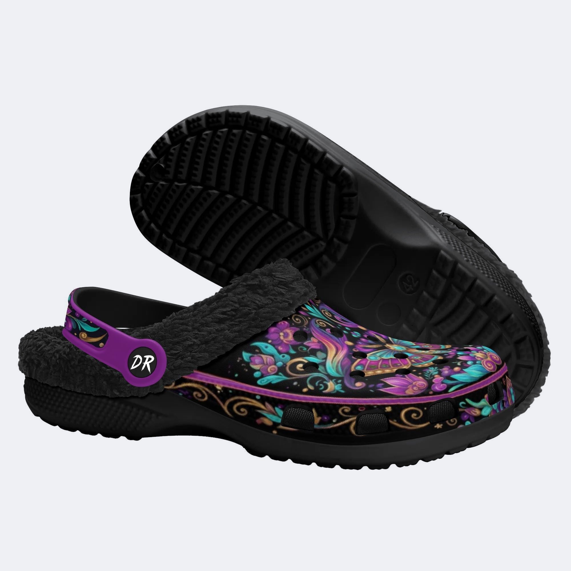 Iridescent Jewel Moth Print Clogs