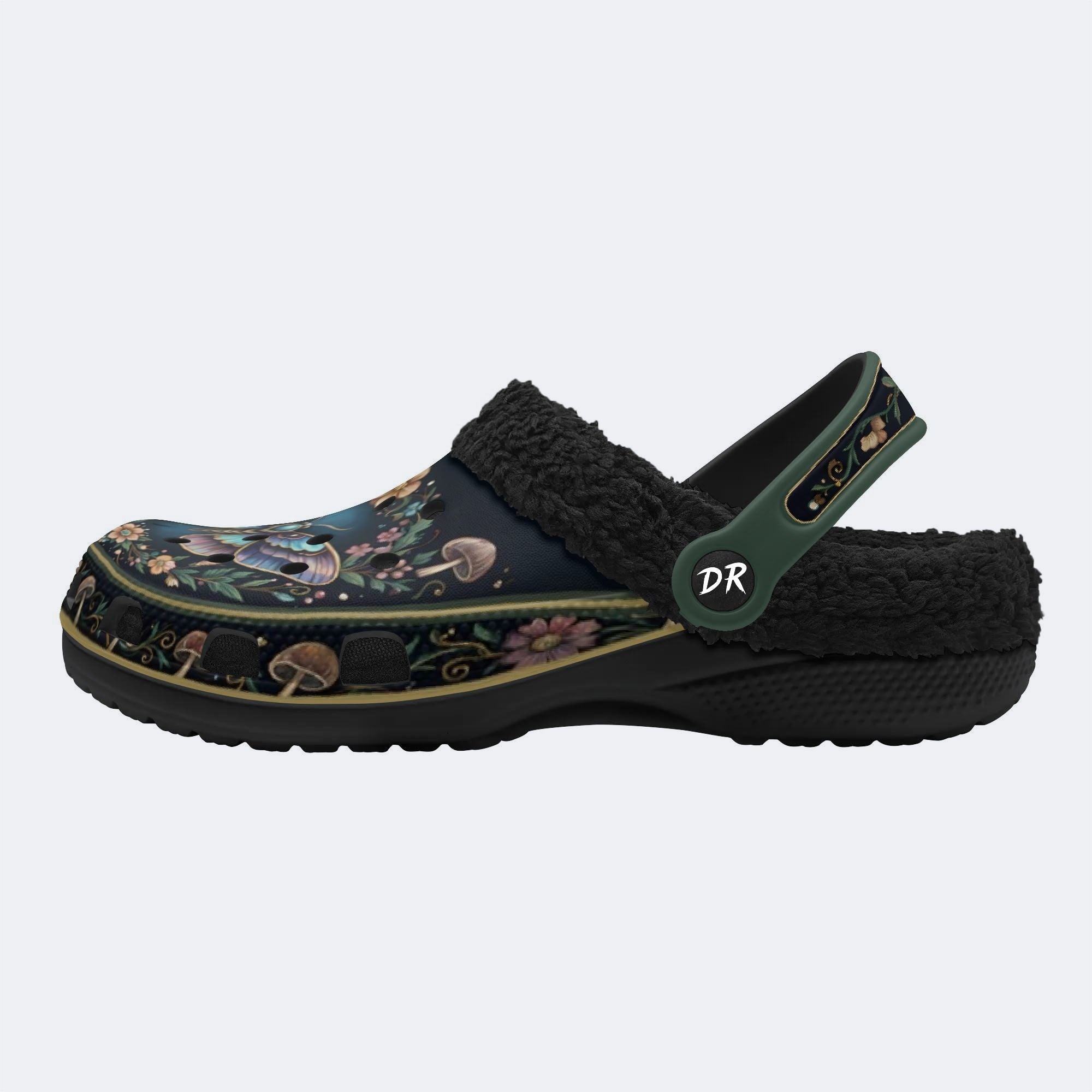 Vintage Moth Twilight Wreath Print Clogs