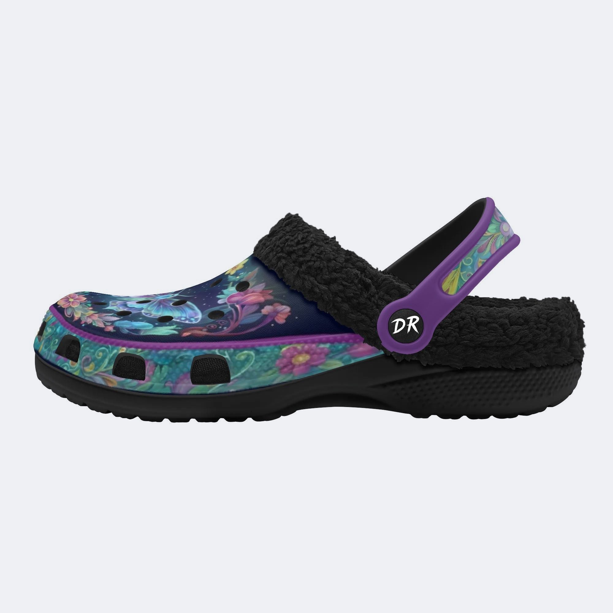 Flowing Floral Field Celestial Moth Print Clogs