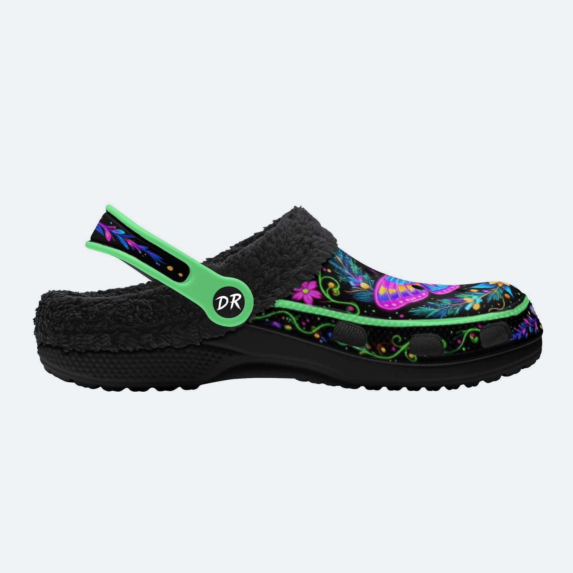 Fluorescent Moth Wreath Print Clogs