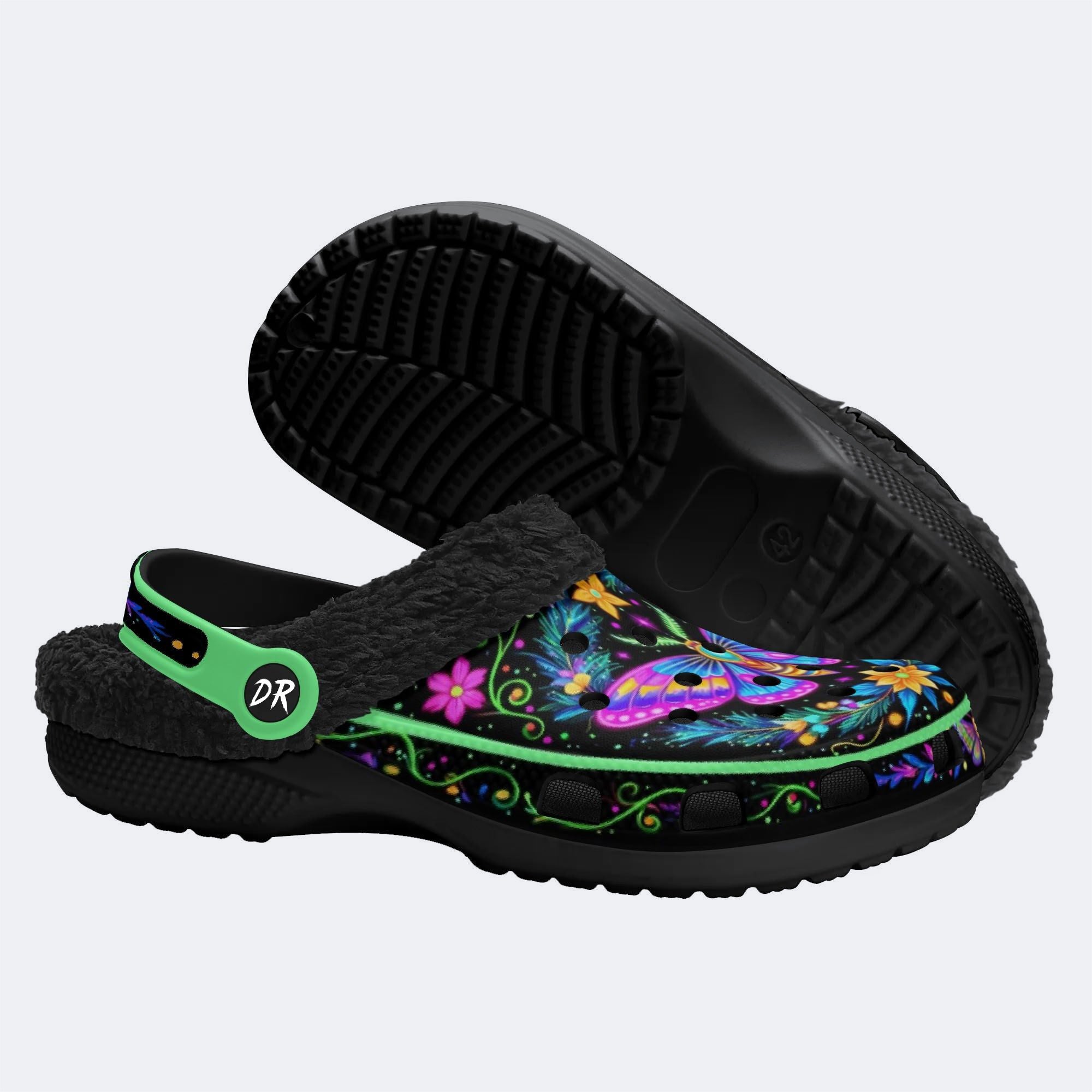 Fluorescent Moth Wreath Print Clogs