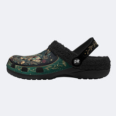 Jewel Moth Vintage Wreath Print Fleece-Lined Clogs