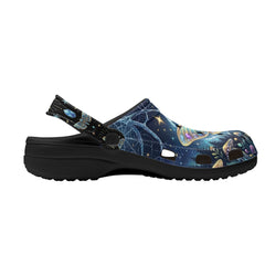 Ice Crystal Light Moth Print Clogs