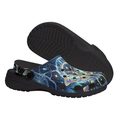 Ice Crystal Light Moth Print Clogs