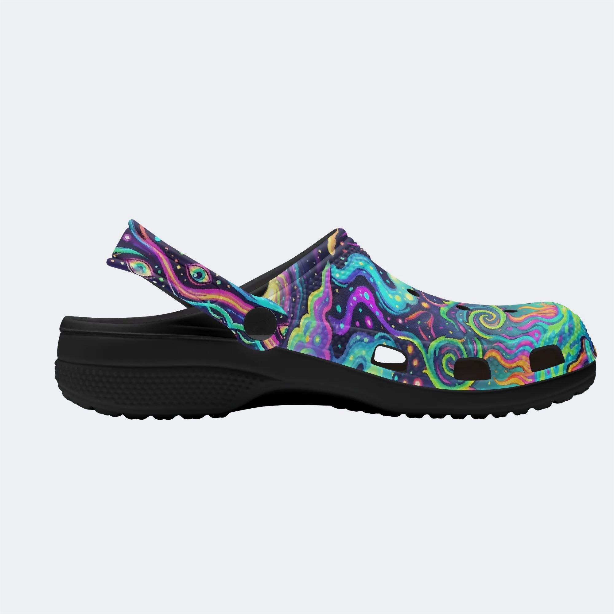 Psychedelic Forest Glowing Mushroom Print Clogs