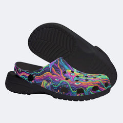 Psychedelic Forest Glowing Mushroom Print Clogs