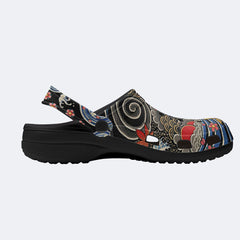 Irezumi Wave & Koi & Demon Face Print Clogs