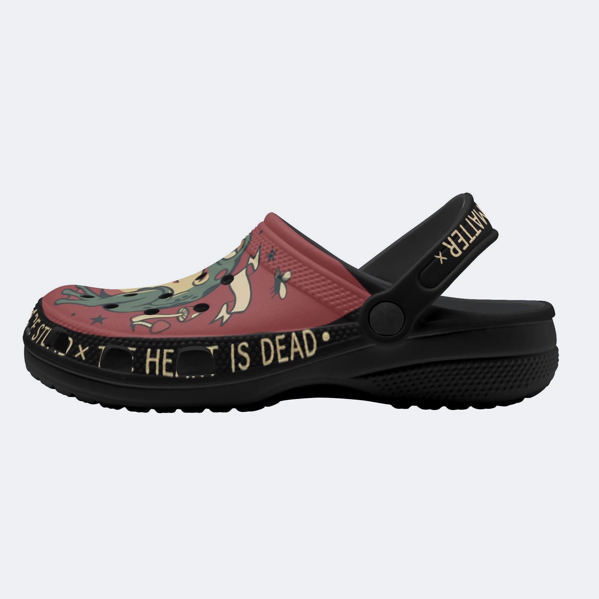Frog Old-school Tattoo & Slogan Print Fleece-Lined Clogs