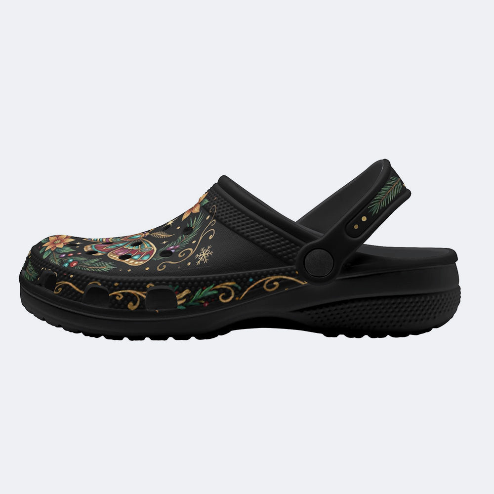 Jewel Moth Vintage Wreath Print Clogs