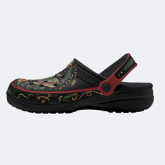 Jewel Moth Vintage Wreath Print Clogs