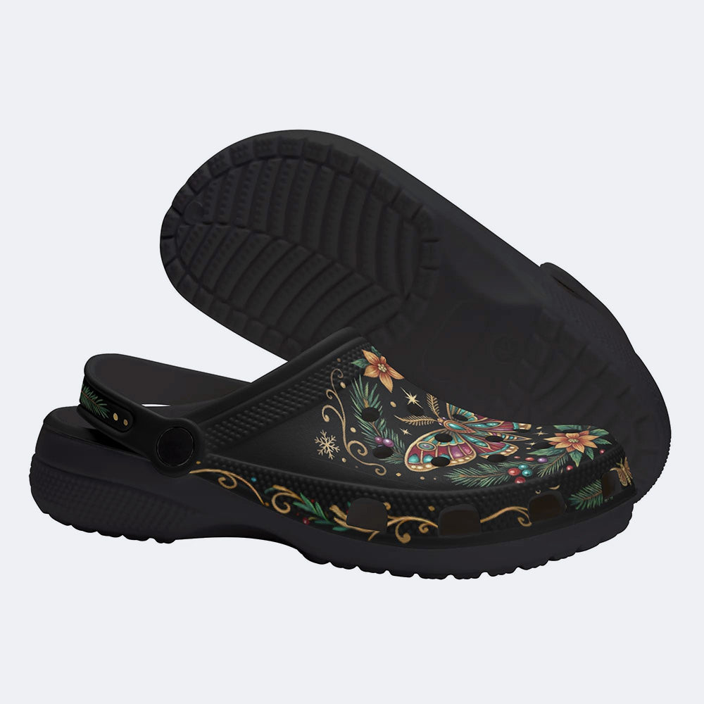 Jewel Moth Vintage Wreath Print Clogs
