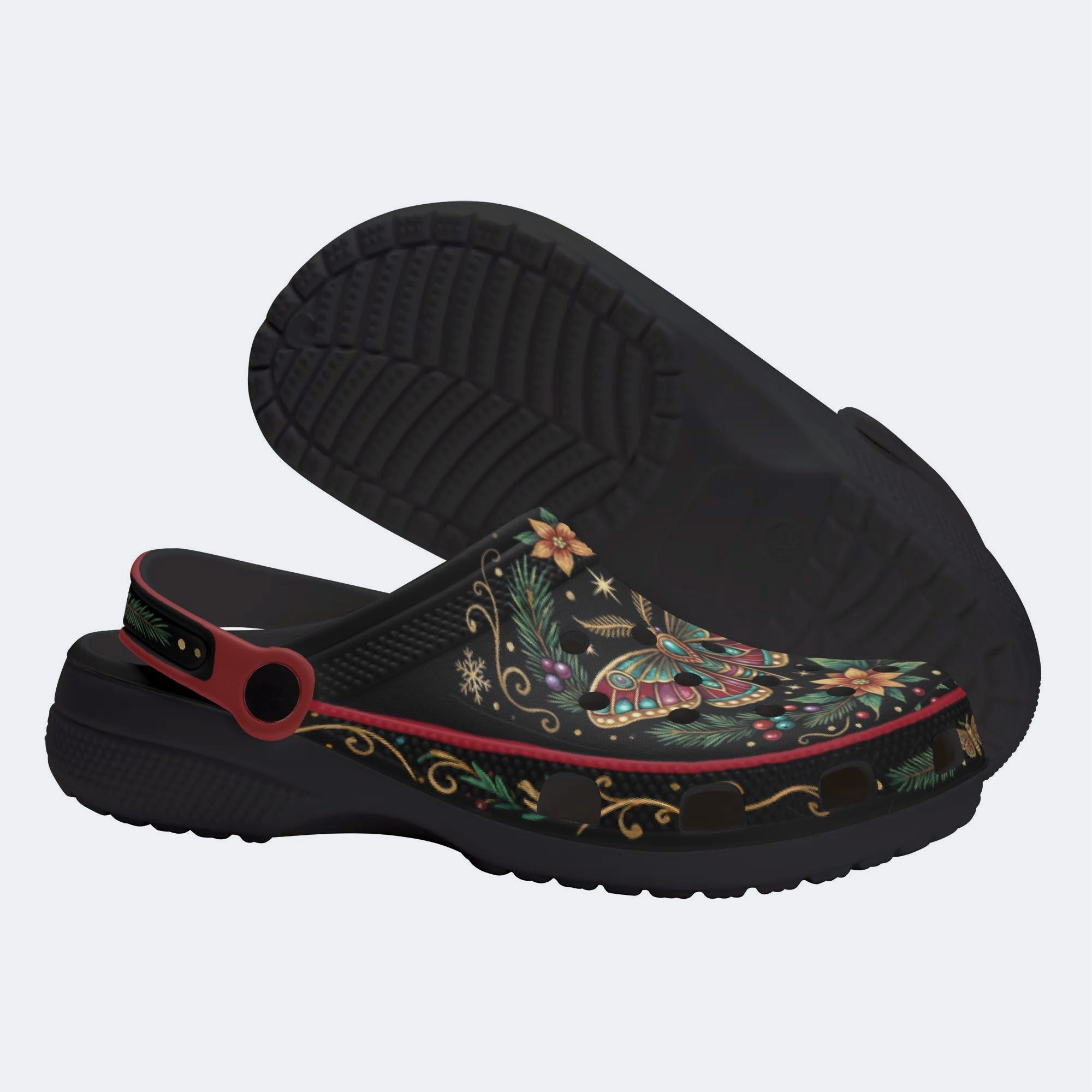 Jewel Moth Vintage Wreath Print Clogs