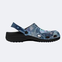 Ice Crystal Light Moth Print Clogs