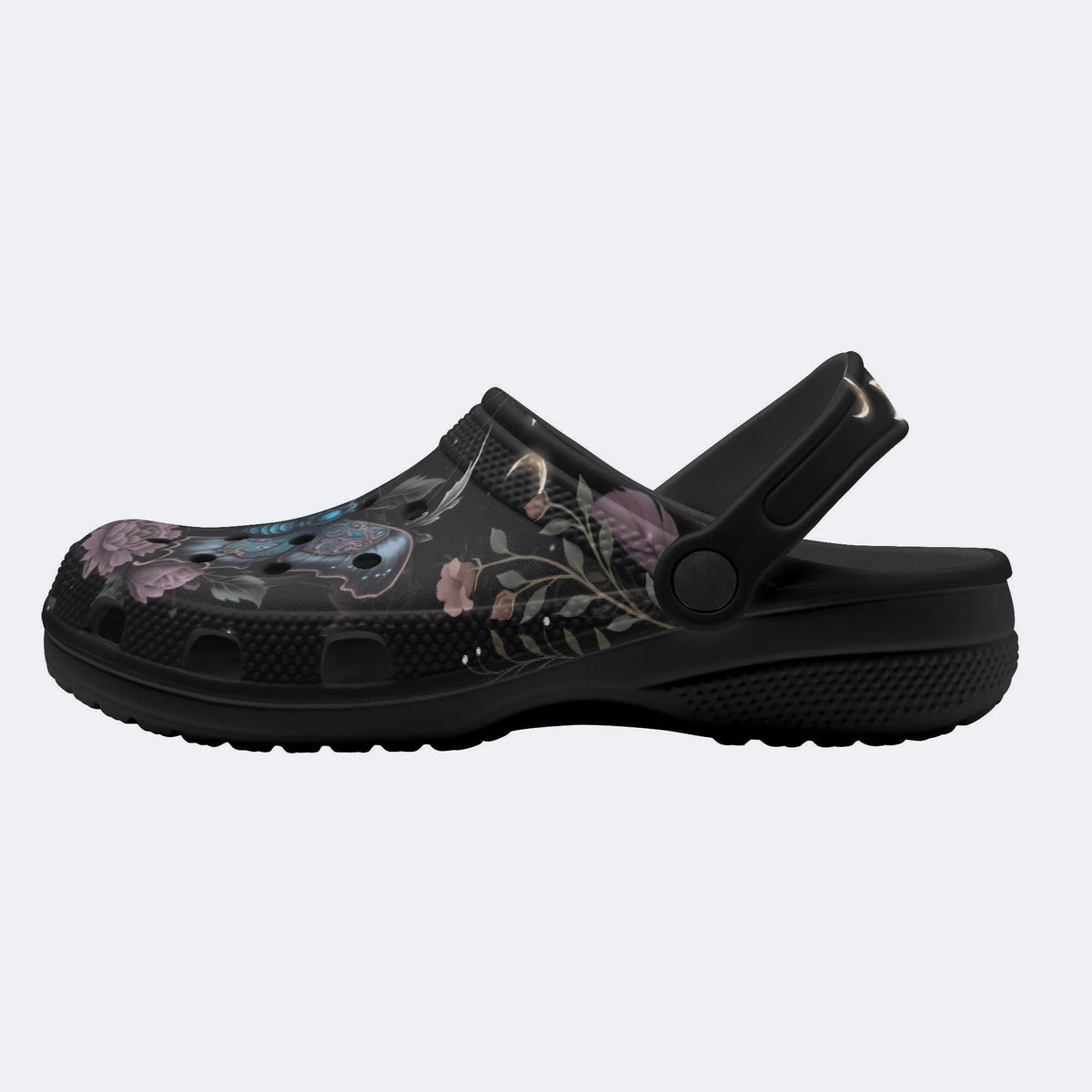 Floral Moth Print Clogs