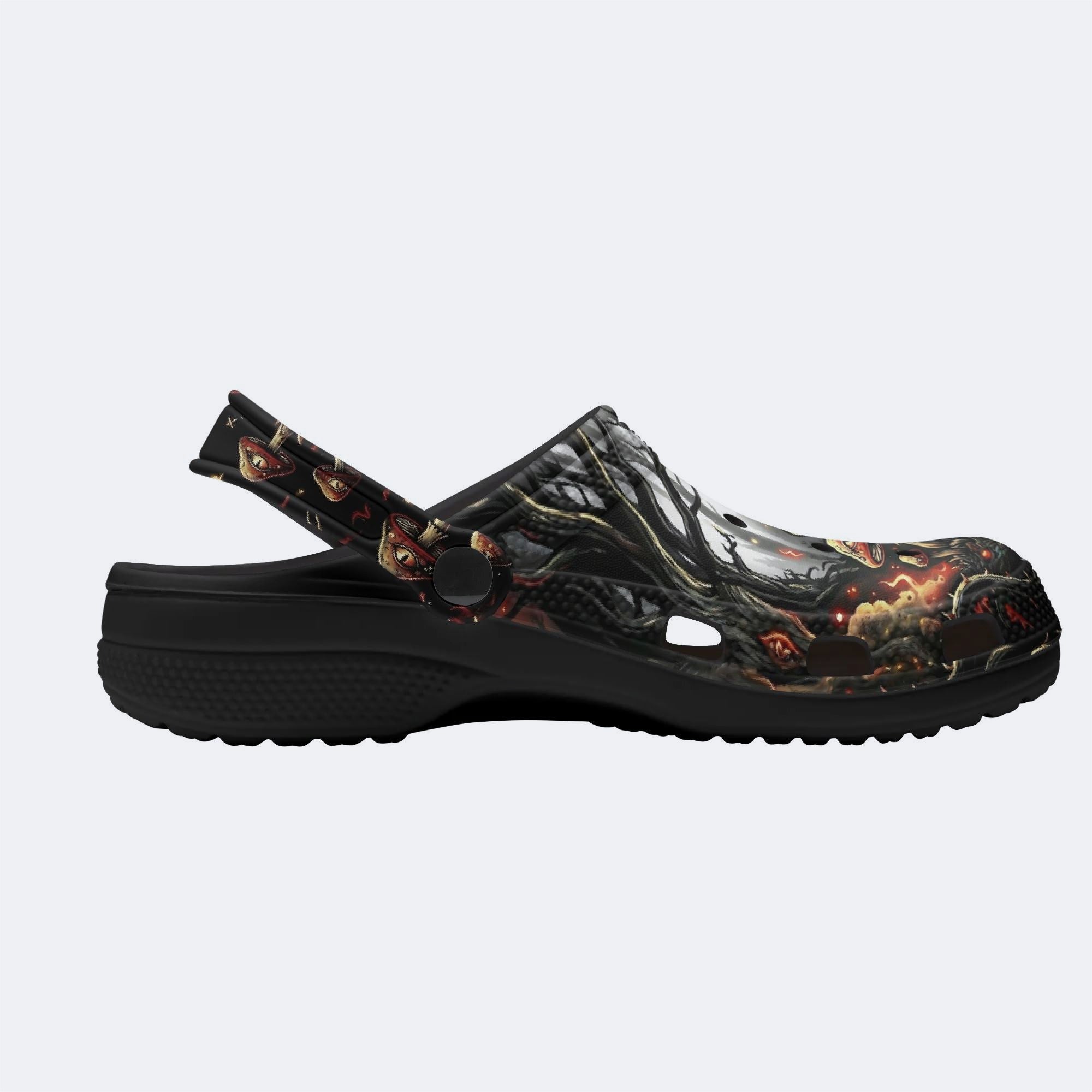 Psychedelic Mushroom Forest Print Fleece-Lined Clogs