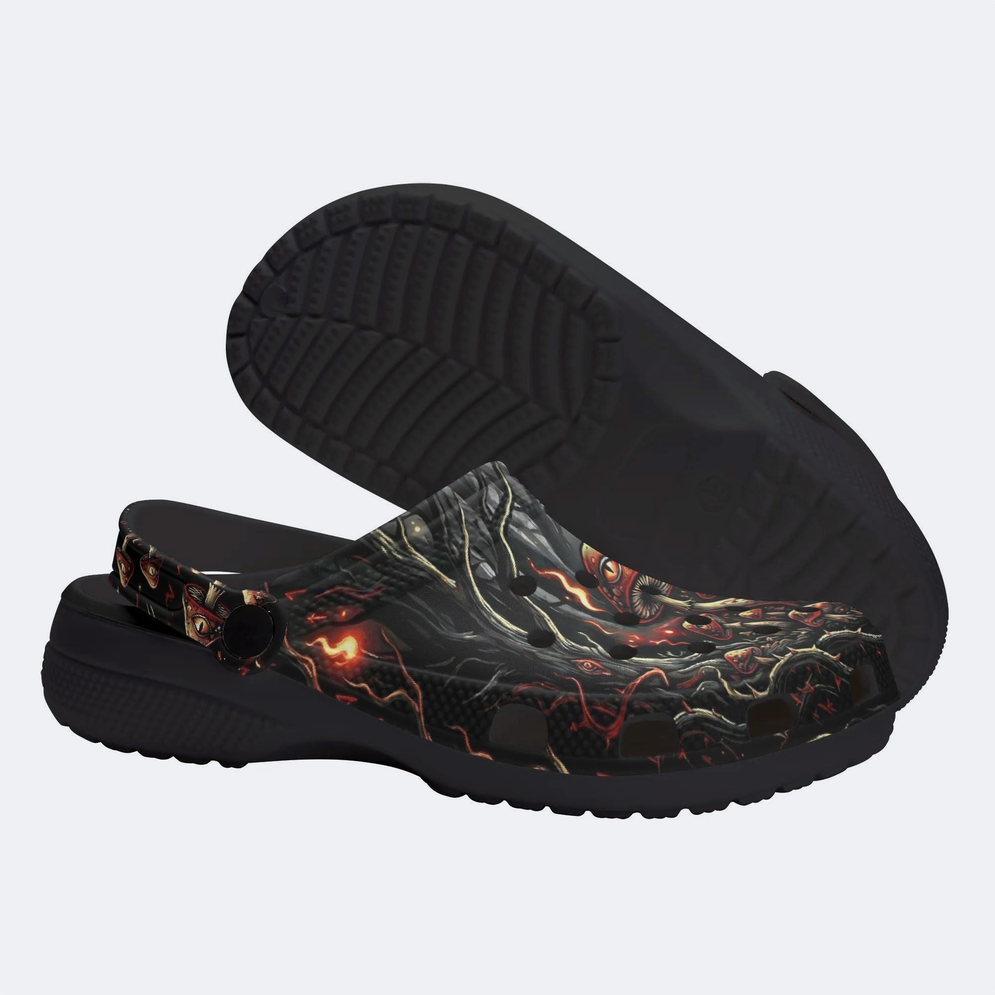 Psychedelic Mushroom Forest Print Fleece-Lined Clogs