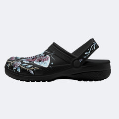 Ice Crystal Garland Death Moth Print Fleece-Lined Clogs