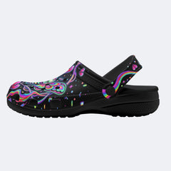 Death Moth Liquid Spectrum Love Ritual Print Fleece-Lined Clogs