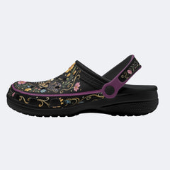 Death Moth Vintage Wreath Print Clogs