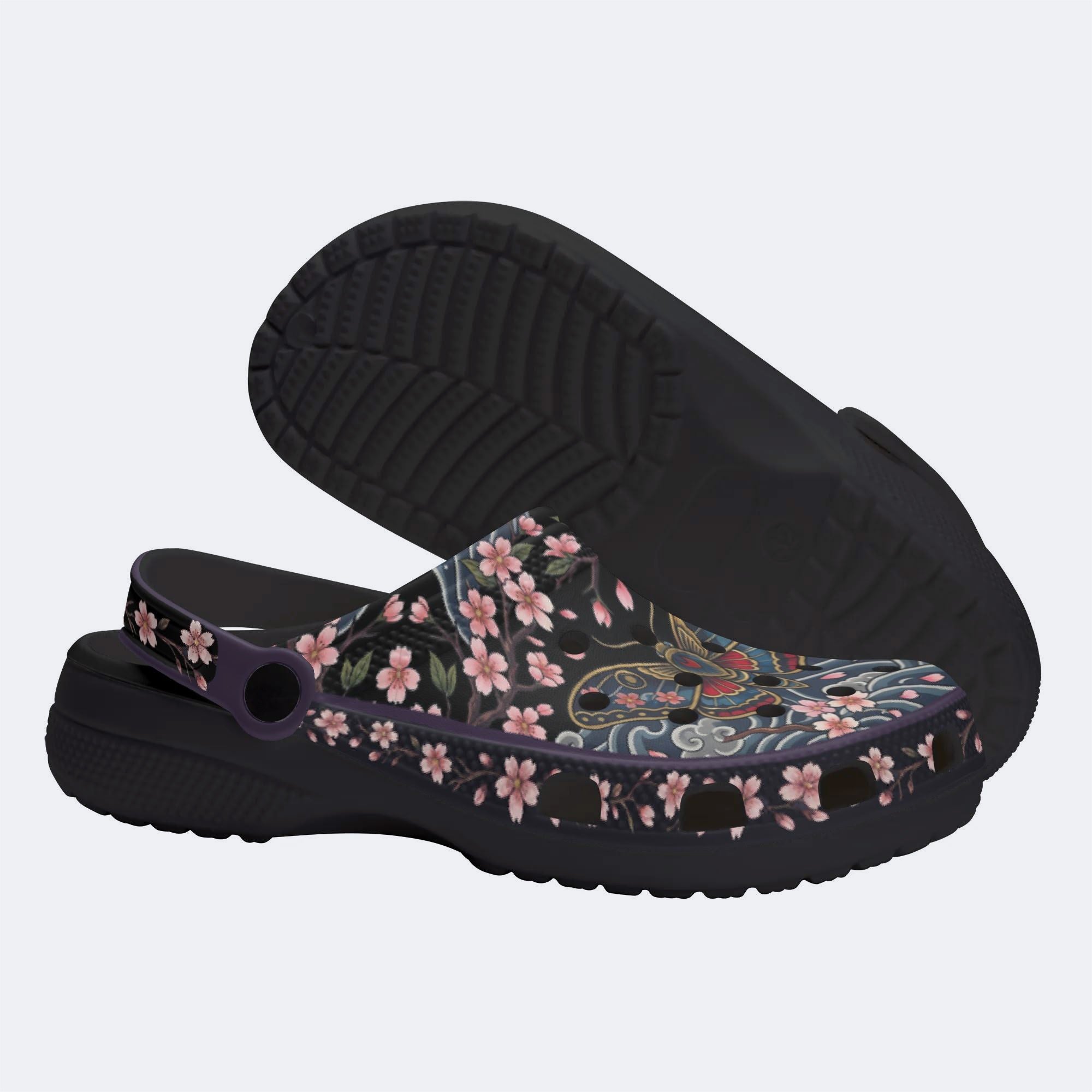 Cherry Blossom Moth Print Clogs