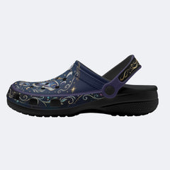 Starry Jewel Moth Print Fleece-Lined Clogs