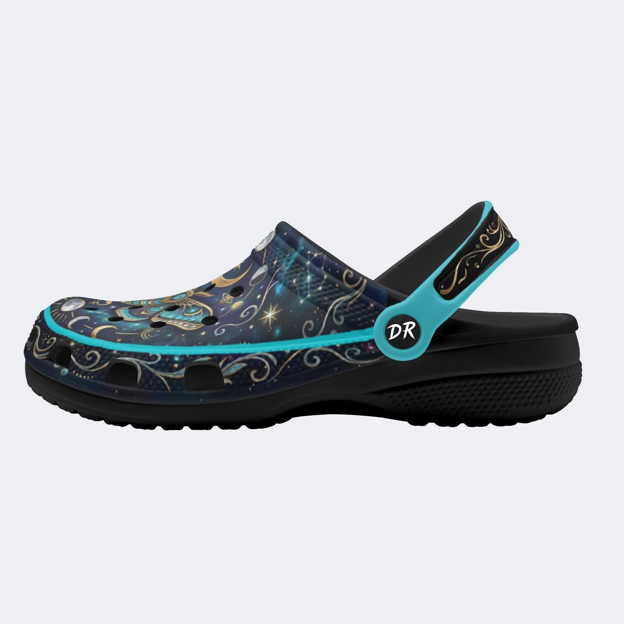 Starry Dream Jewel Moth Print Fleece-Lined Clogs