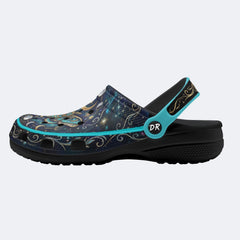 Starry Dream Jewel Moth Print Fleece-Lined Clogs