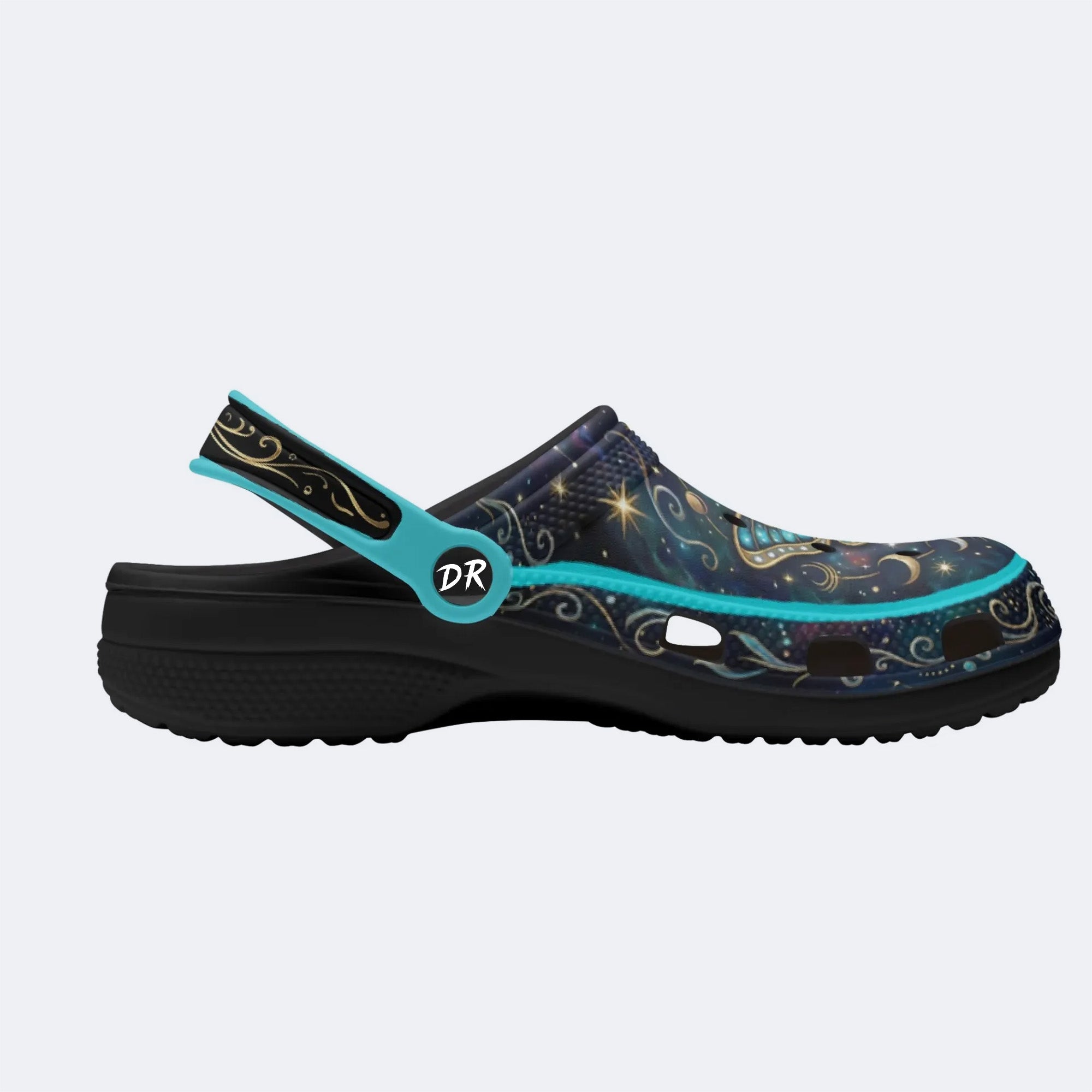 Starry Dream Jewel Moth Print Fleece-Lined Clogs