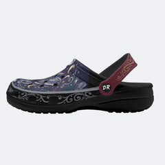 Starry Psychedelic Moth Print Fleece-Lined Clogs