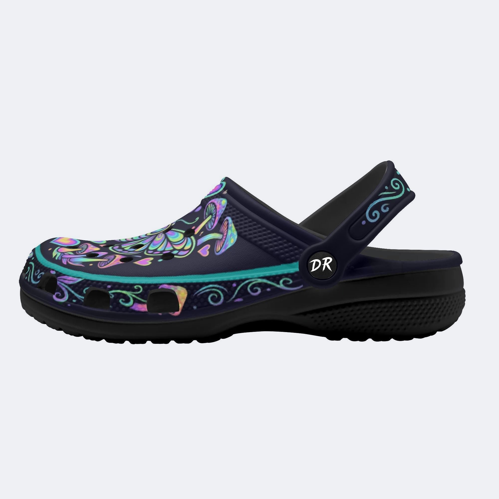 Psychedelic Mushroom & Moth Print Clogs