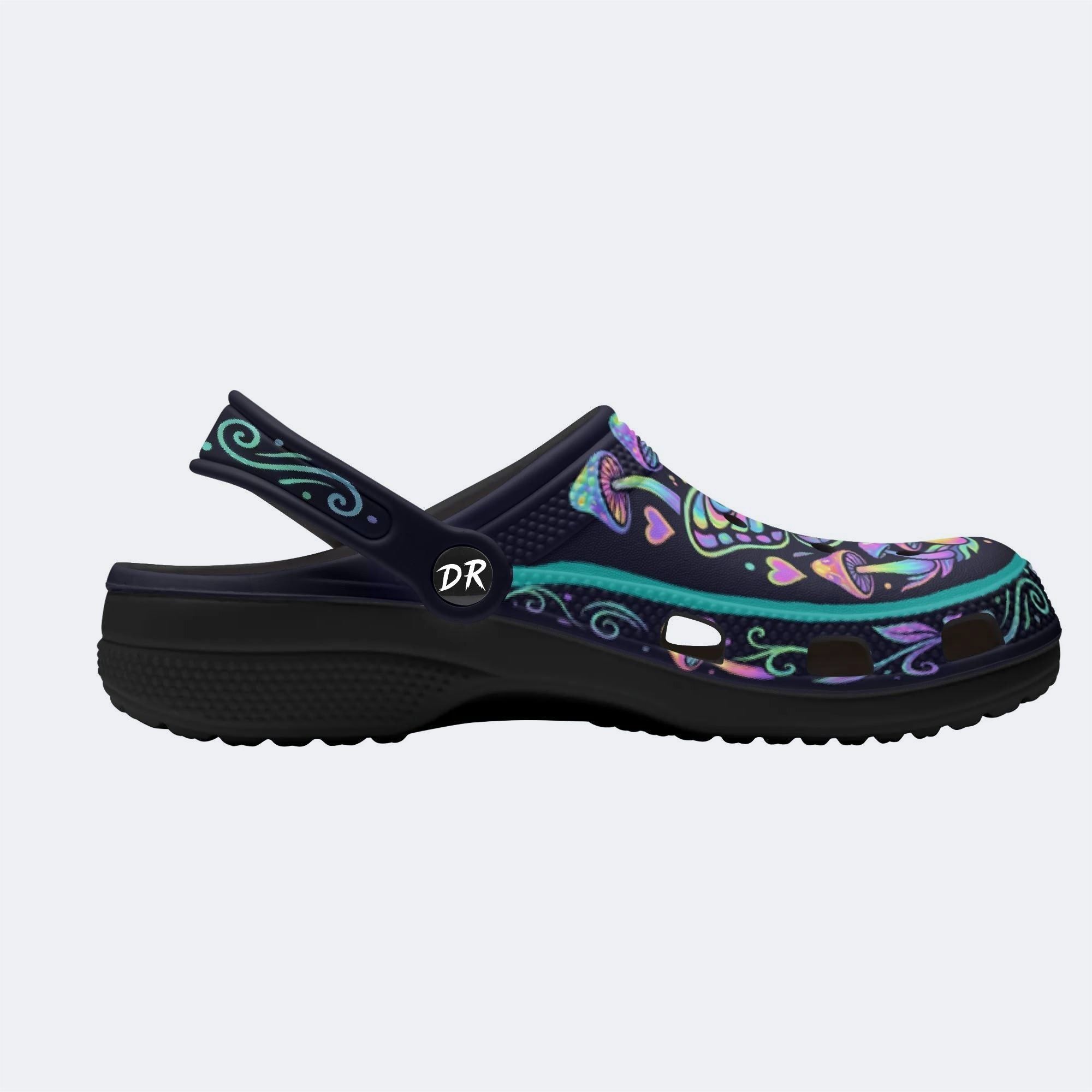Psychedelic Mushroom & Moth Print Fleece-Lined Clogs