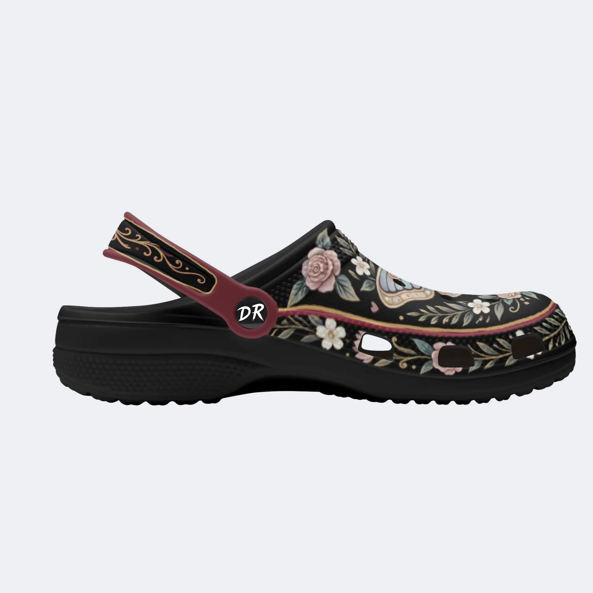 Romantic Wreath Moth Print Clogs