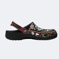 Romantic Wreath Moth Print Clogs