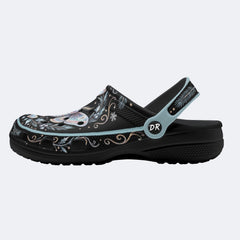 Ice Crystal Wreath Moth Print Fleece-Lined Clogs