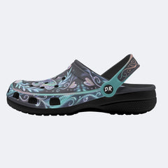 Aurora Moth Vintage Wreath Print Fleece-Lined Clogs