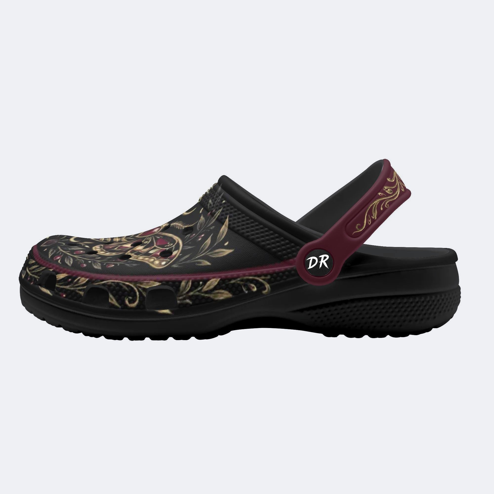 Jewel Moth Vintage Wreath Print Fleece-Lined Clogs