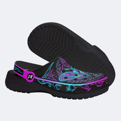 Psychedelic Death Moth Print Clogs