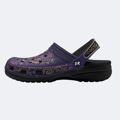 Cosmic Psychedelic Jewel Moth Print Fleece-Lined Clogs