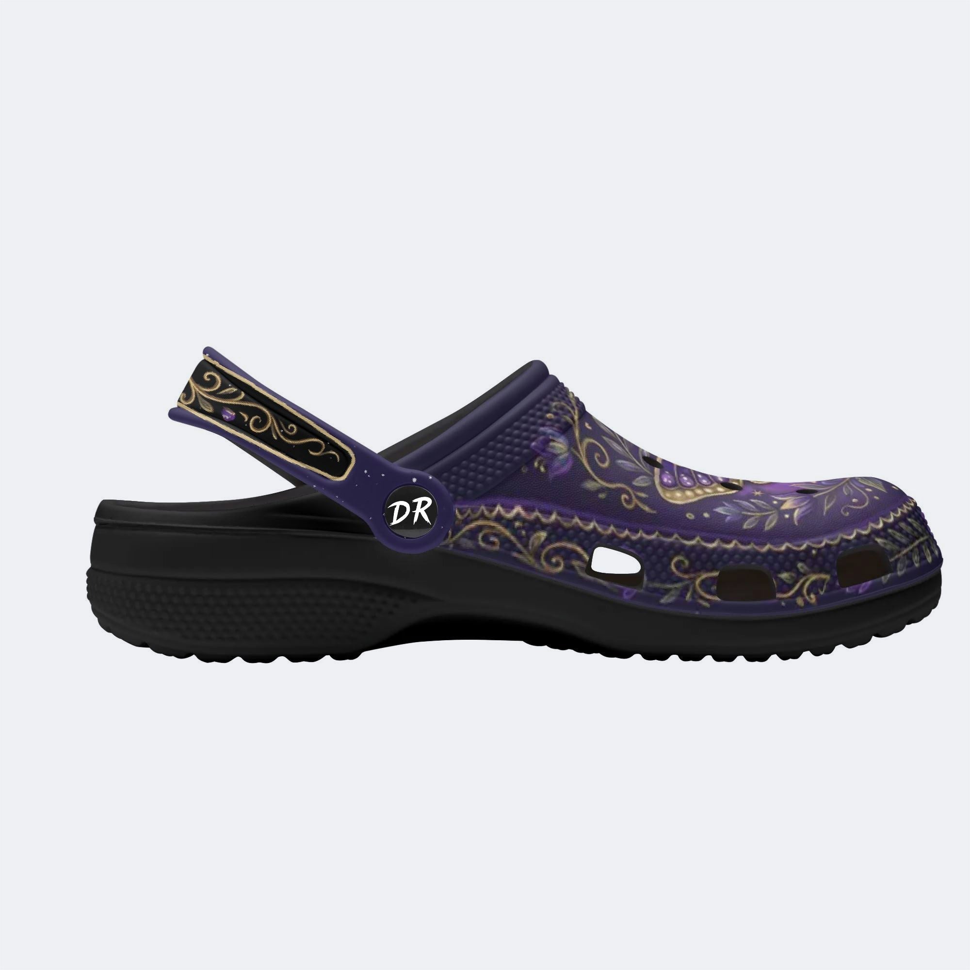 Cosmic Psychedelic Jewel Moth Print Fleece-Lined Clogs