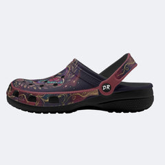 Dark Romantic Psychedelic Moth Print Clogs