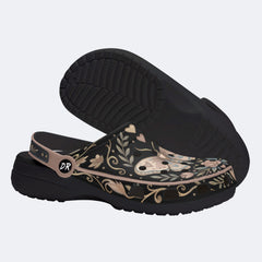 Rose Wreath Moth Print Clogs